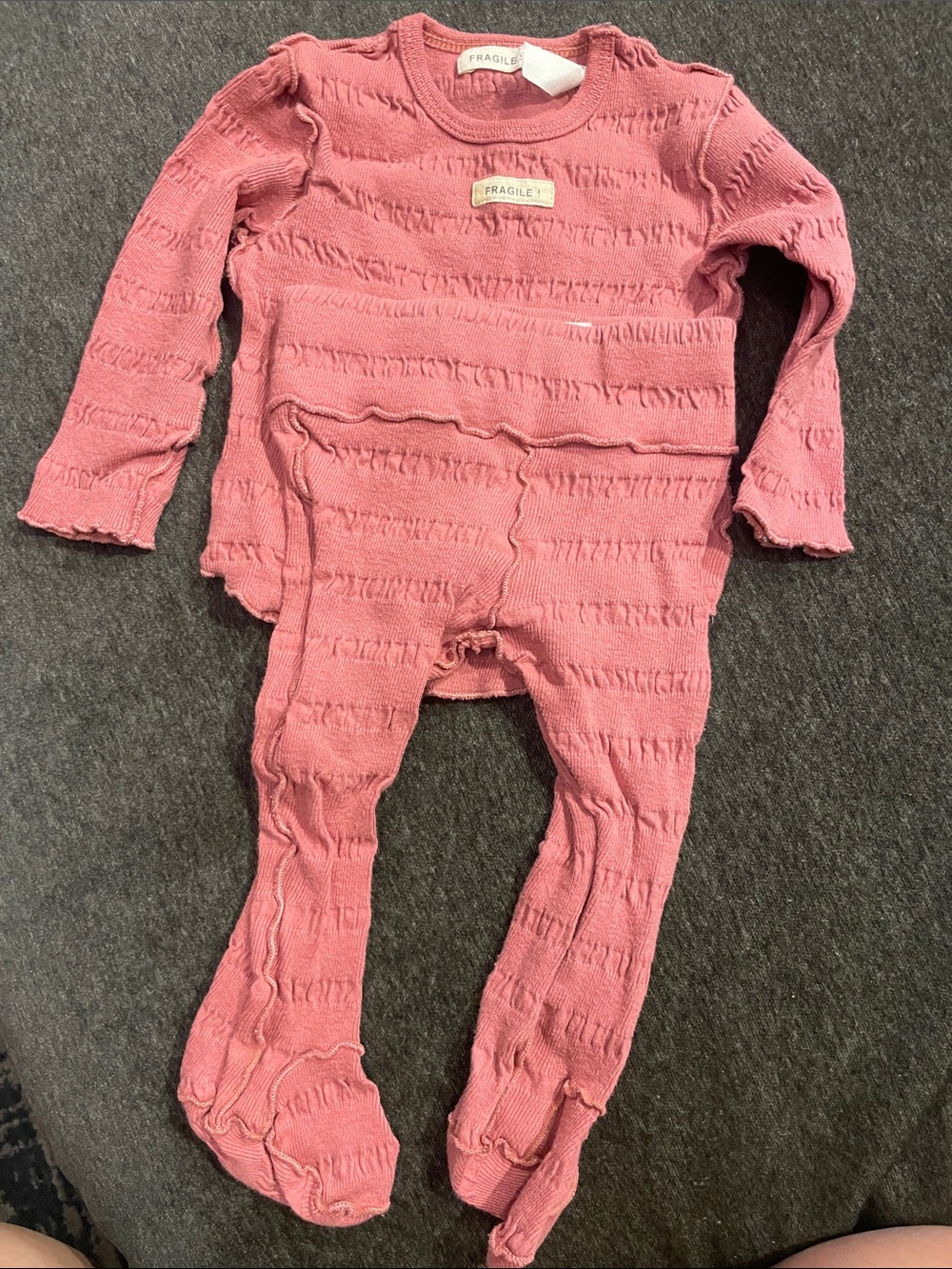 Kids Pink Knit Footed One-Piece